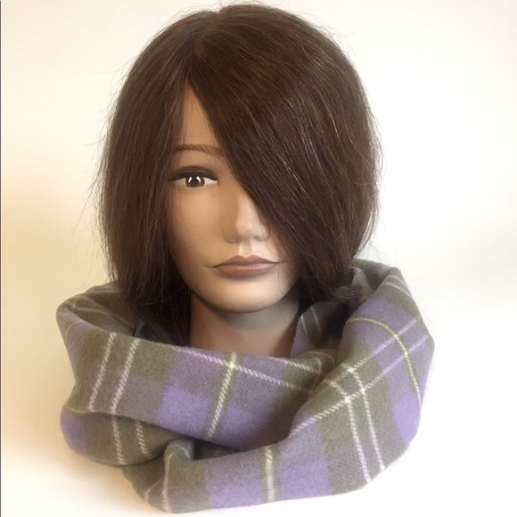 Johnstons 100% Lambswool Scarf Purple Green - Picture 2 of 8